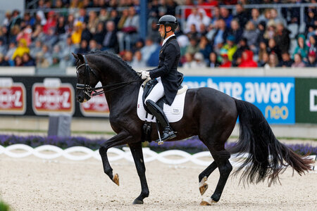 Noch ein überragender Sieg in der Karriere des erst neunjährigen Zonik Plus. Mit seinem Reiter gewinnt er die 5*-Kür, den Großen Dressurpreis des CHIO Aachen 2025. | © Lafrentz
