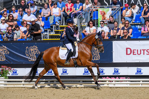 Die neue Bundeschampionesse Samba Royal K WE unter Wenke Kraus | © Equitaris